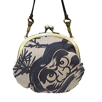 ガマ口 小銭入れ 福だるまと松（茶グレー）